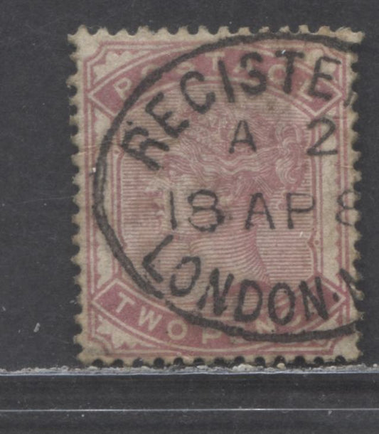 Lot 91 Great Britain SC#81 (SG#168a) 2d Deep Rose 1880-1881 Postage Issue , Imperial Crown Wmk, Some Toning But Nice Centering & Cancel, A Fine Used Example, Click on Listing to See ALL Pictures, Estimated Value $60