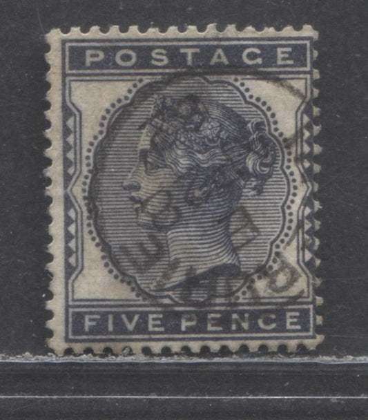 Lot 93 Great Britain SC#85 (SG#169) 5d Indigo 1880-1881 Postage Issue , Imperial Crown Watermark, April 1882 CDS, A Fine/Very Fine Used Example, Click on Listing to See ALL Pictures, Estimated Value $125