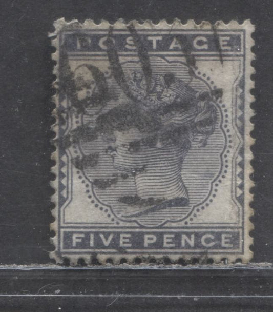 Lot 94 Great Britain SC#85 (SG#169) 5d Indigo 1880-1881 Postage Issue , Imperial Crown Wmk, #603 Oxford Cancel, A Fine Used Example, Click on Listing to See ALL Pictures, Estimated Value $85
