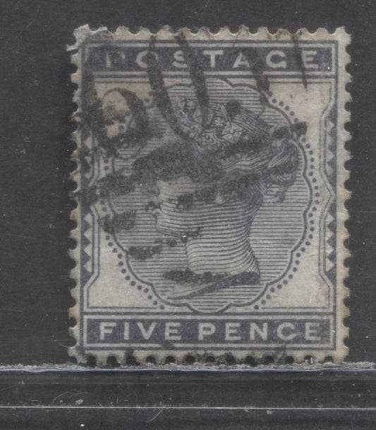 Lot 312 Great Britain SC#85 (SG#169) 5d Indigo 1880-1881 Postage Issue , Imperial Crown Wmk, #603 Oxford Cancel, A Fine Used Example, Click on Listing to See ALL Pictures, Estimated Value $85