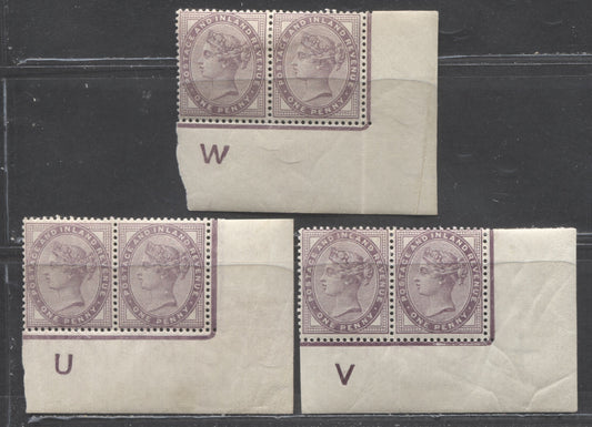Lot 98 Great Britain SC#89 (SG#172) 1d Lilac 1881-1900 Postage & Inland Revenue Issue, Corner Marginal Controls, Die 2, Imperial Crown Wmk, 3 F/VF OG Examples, Click on Listing to See ALL Pictures, Estimated Value $15