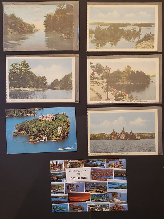 Group Of 7 Canadian Postcards Featuring Scenes Of Thousand Islands, Ontario. Our Estimated Value Is $7.