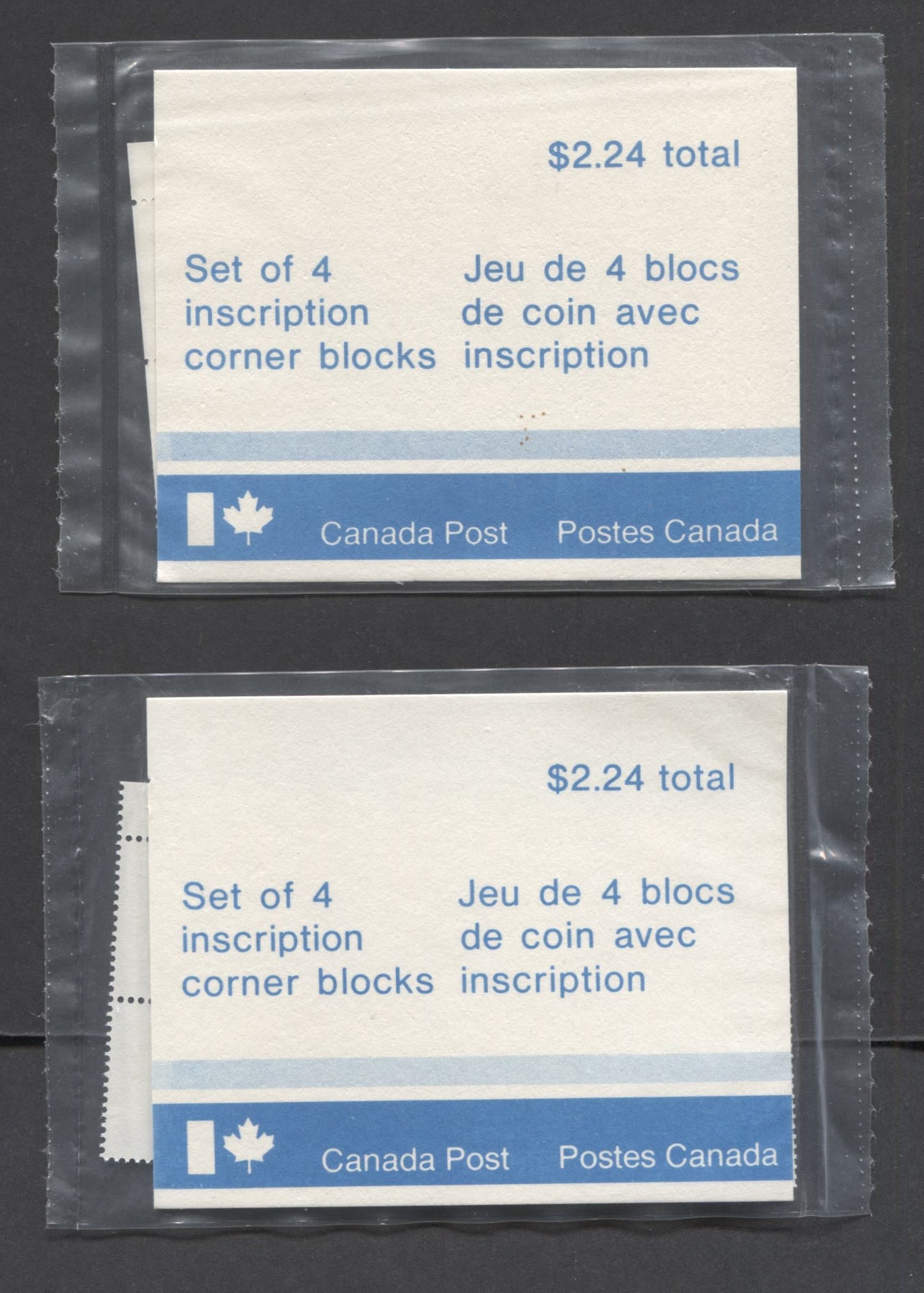 Lot 197 Canada #779a 14c Multicolored Chief Justice Robinson - Labrador, 1978 Ice Vessels, 2 VFNH Sealed Packs Of Plate Blocks On DF & LF Papers, With Type 4A HF Card Insert With Larger Font, Unitrade Cat. As Blocks $16