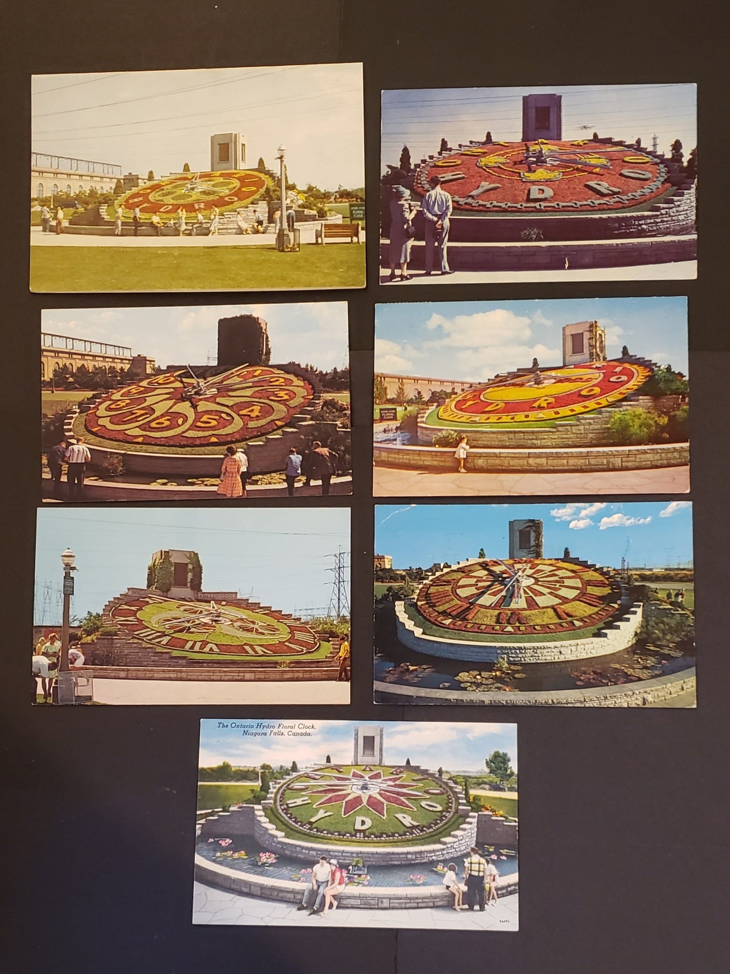 Group Of 5 Canadian Postcards Featuring The Floral Clock In Niagara Falls, Ontario Through Multiple Eras. Our Estimated Value Is $5.