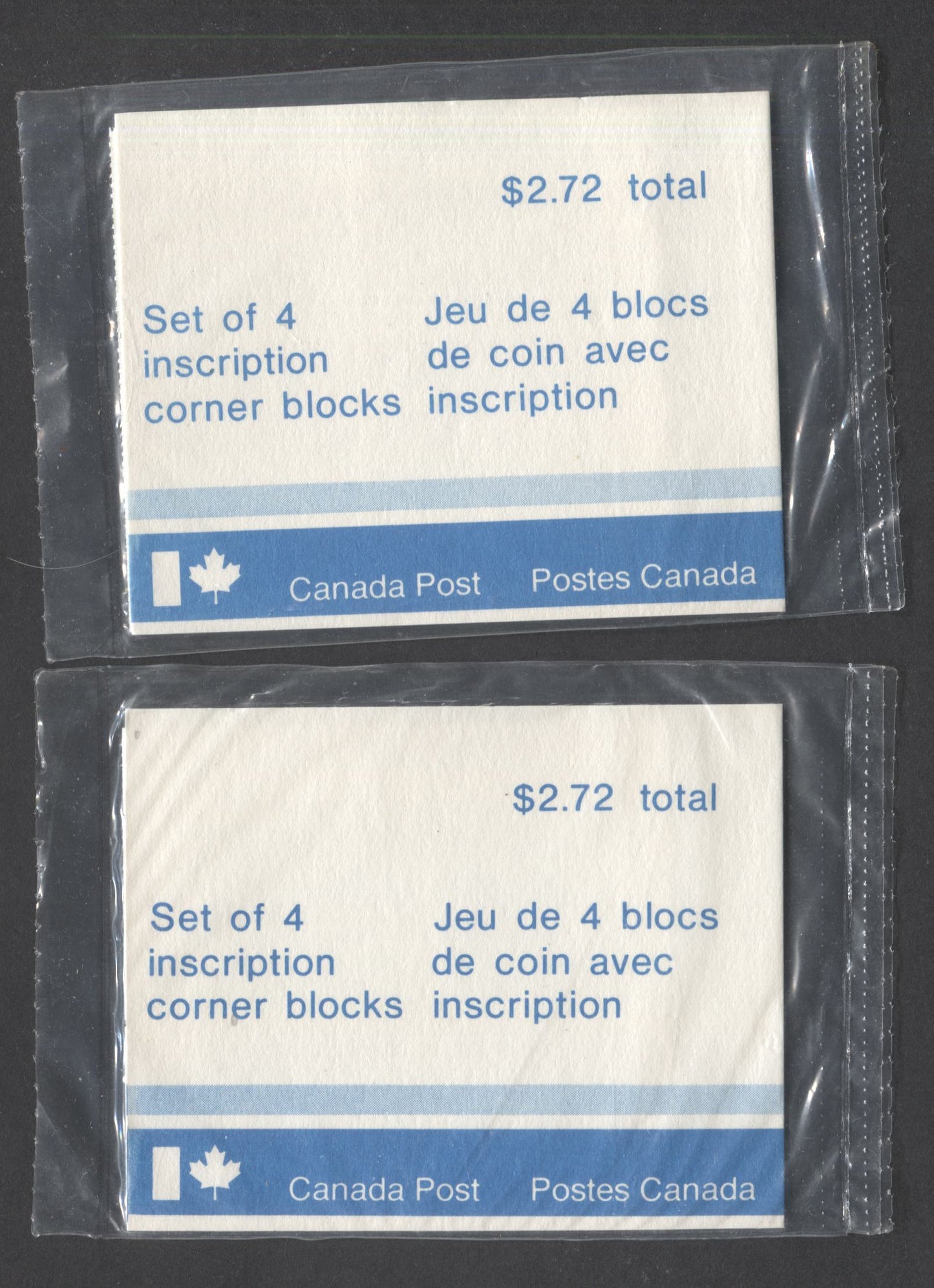 Canada #859,i 17c Dark Blue John Diefenbaker, 1980 John Diefenbaker, 2 VFNH Sealed Packs Of Plate Blocks On LF Paper With Type 4A DF Inserts With Larger Font & Dot Above G Variety, Unitrade Cat. As Blocks $18.25