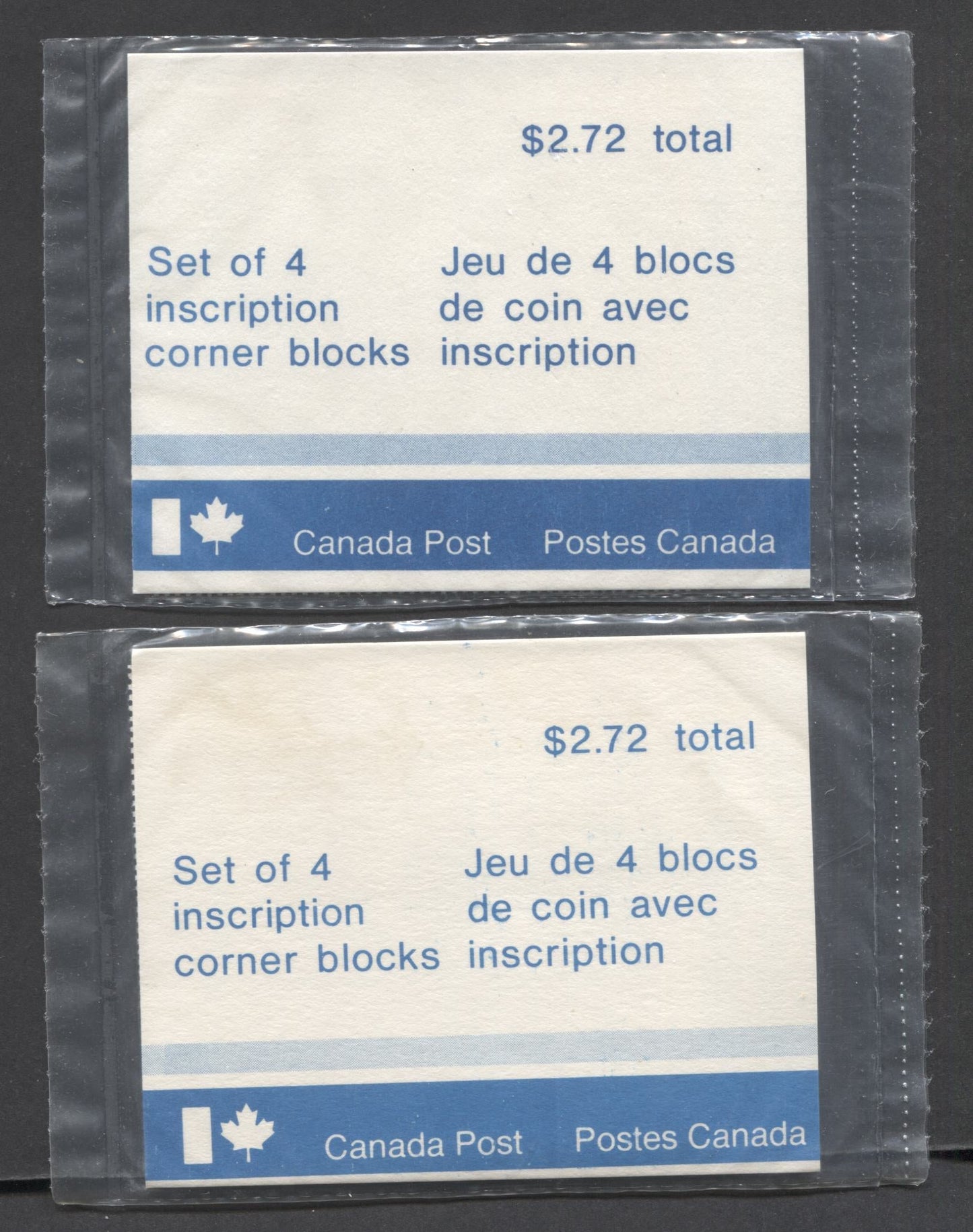 Canada #877 17c Multicolored Emannuel-Persillier Lachapelle, 1980 E-P Lachapelle, 2 VFNH Sealed Packs Of Plate Blocks On DF/DF Paper With Type 4A DF & HF Inserts With Larger Font, Unitrade Cat. As Blocks $14