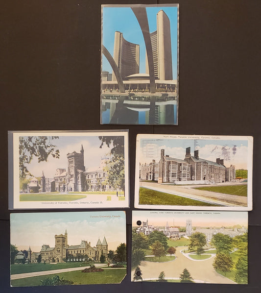 Group Of 5 Canadian Postcards Featuring Scenes Of Toronto, Ontario. Including University Of Toronto. Our Estimated Value Is $5.