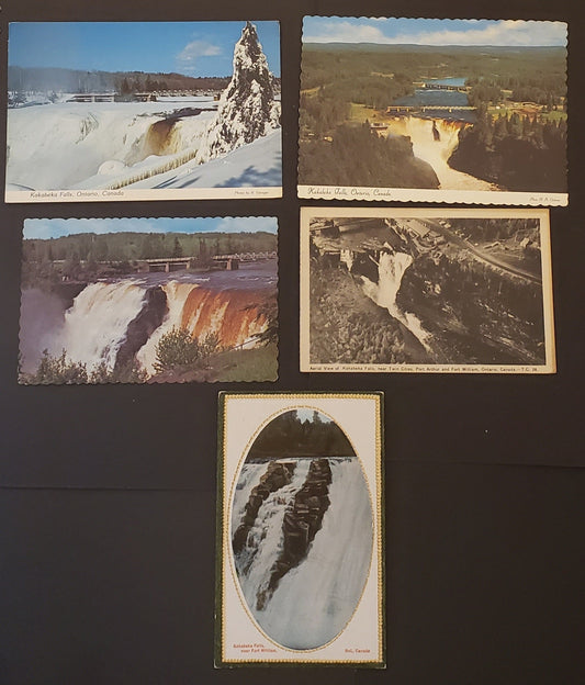 Group Of 5 Canadian Postcards Featuring Scenes Of Kakabeka Falls In Twin Cities Ontario. Our Estimated Value Is $5.