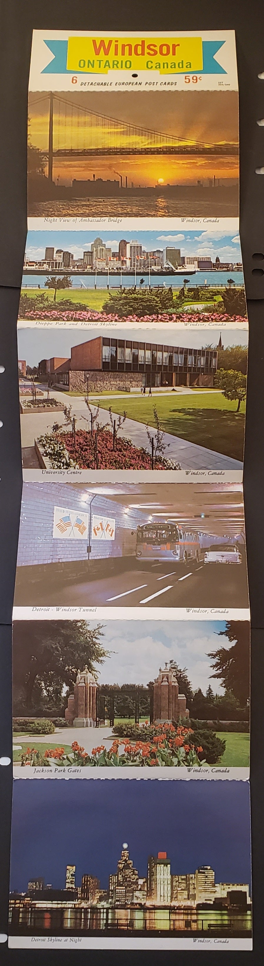 Group Of 5 Canadian Postcards And a Souvenir Booklet Featuring Scenes of Windsor, Ontario. Our Estimated Value Is $10.