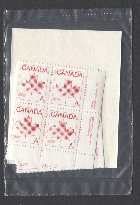 Canada #907iii A (30c) Bright Scarlet 1981  Maple Leaf Definitive Issue, Canada Post Sealed Pack of Inscription Blocks on MF-fl Coated Paper, With DF Type 4B Insert Card, VFNH, Unitrade Cat. $24