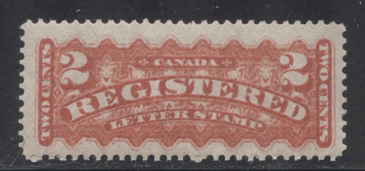 Lot 302 Canada #F1b 2c Rose Carmine , 1875-1896 Registration Stamps, A VFOG Single, Perf 12.25 x 12