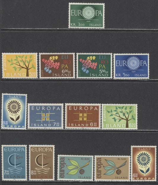 Lot 68 Iceland SC#327/385 1960-1966 Europa Issues, 14 VFNH Singles, Click on Listing to See ALL Pictures, 2017 Scott Cat. $14.05 USD