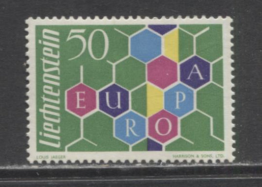 Lot 93 Liechtenstein SC#356 50rp Multicolored 1960 Europa Issue, A VFNH Example, Click on Listing to See ALL Pictures, 2017 Scott Cat. $55 USD