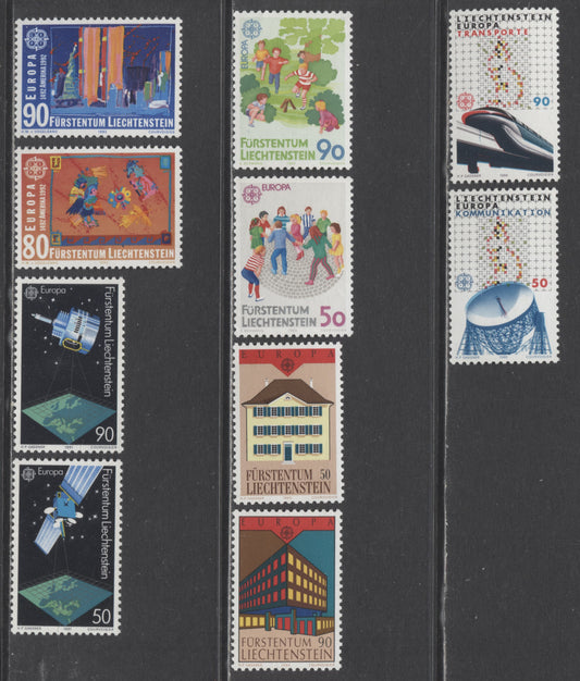 Lot 97 Liechtenstein SC#880/980 1988-1992 Europa Issues, 10 VFNH Singles, Click on Listing to See ALL Pictures, 2017 Scott Cat. $10.2 USD