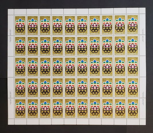 Lot 82 Canada #B3i 15c + 5c Multicoloured COJO Symbol, 1974 Montreal Olympic Games Issue, Philatelic Stock Sheet Of 50, MF/MF Smooth Paper, VF-84 NH, Unfolded,  Unitrade Cat. As Singles $158, Unitrade Lists The Paper As F