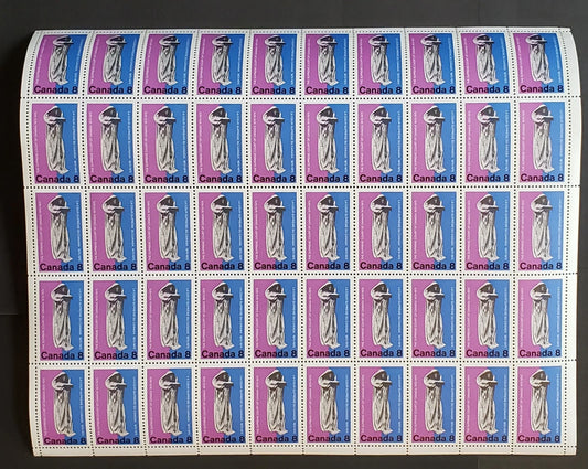 Lot 95 Canada #669 8c  Multicoloured Justice, 1975 Supreme Court Centenary Issue, Field Stock Sheet Of 50, HB/HB Smooth Paper, VF-80 NH, Unfolded,  Unitrade Cat. As Singles $15,