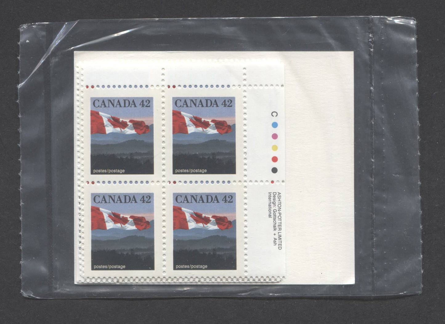 Lot 31 Canada #1356 42c Multicoloured 1991 Domestic First-Class Rate Issue, Canada Post Sealed Pack of Inscription Blocks, On CPP Paper, With DF Type 6C Insert Card, VFNH, Unitrade Cat. $20