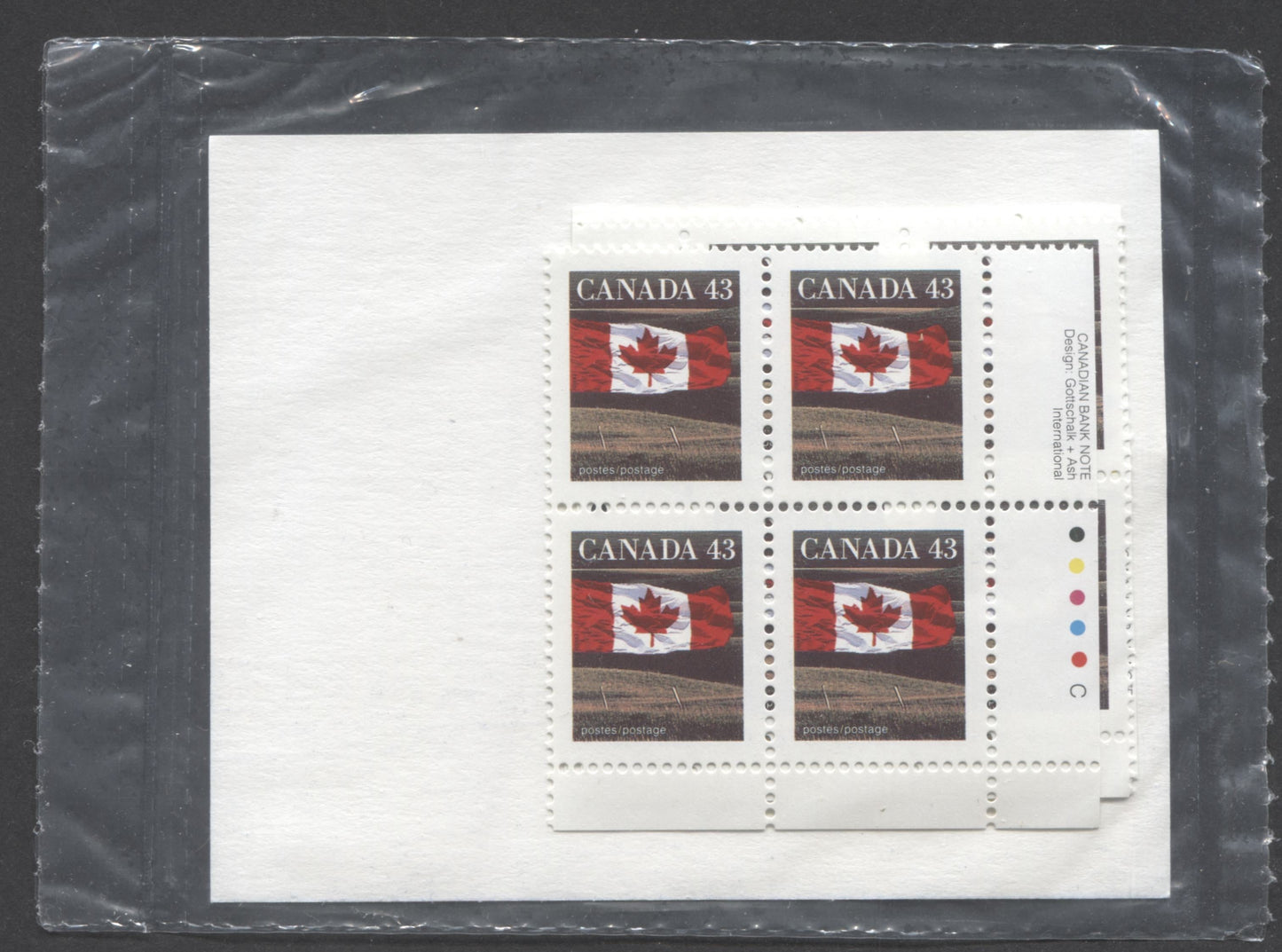 Lot 34 Canada #1359x 43c Multicoloured 1994 Domestic First-Class Rate Issue, Canada Post Sealed Pack of Inscription Blocks, CBN Printing On DF CPP Paper, With HB Type 6A Insert Card, VFNH, Unitrade Cat. $20
