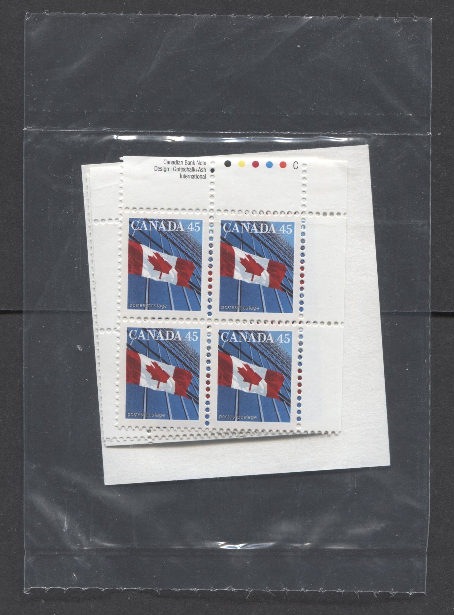 Lot 40 Canada #1362 45c Multicoloured 1998 Domestic First-Class Rate Issue, Canada Post Sealed Pack of Inscription Blocks, CBN Printing On DF CPP Paper, With HB Type 6A Insert Card, VFNH, Unitrade Cat. $18