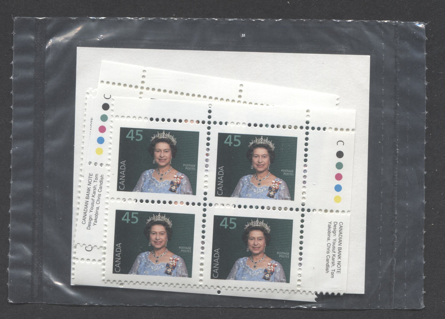 Lot 41 Canada #1360 45c Multicoloured 1995 Domestic First-Class Rate Issue, Canada Post Sealed Pack of Inscription Blocks, CBN Printing On DF CPP Paper, With HB Type 6C Insert Card, VFNH, Unitrade Cat. $20