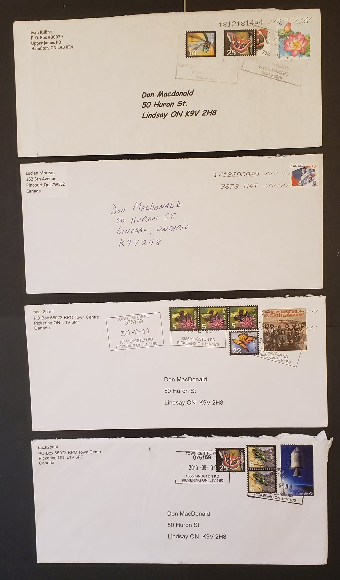Lot 106  Canada #2234/2307 1c-P(54c) Multicoloured Various Designs 2007-2009 Definitives & Commemoratives, 11 Commerical Covers Franked With Combination Singles To Pay Regular & Oversized Rates Cat. Value $15-25