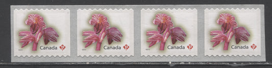 Canada #2361 P(57c) Multicolored Striped Coralroot, 2010 Flower Definitives, A VFNH Horizontal Coil Strip Of 4 On DF TRC Paper
