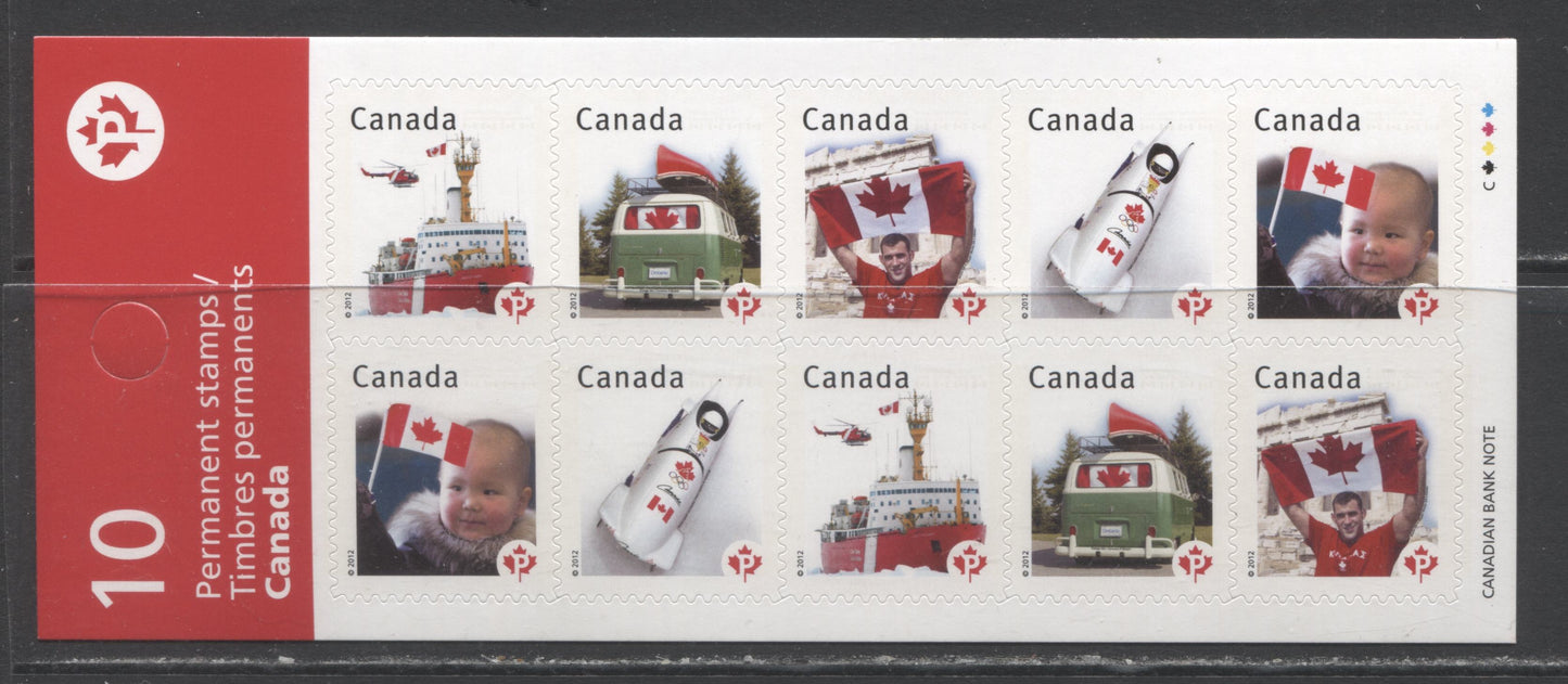 Lot 135 Canada #BK474A P(61c) Multicolored Flags, 2012 Canadian Pride, A VFNH Booklet Of 10 On DF/HB Paper, With Correct Spelling Of Leuders