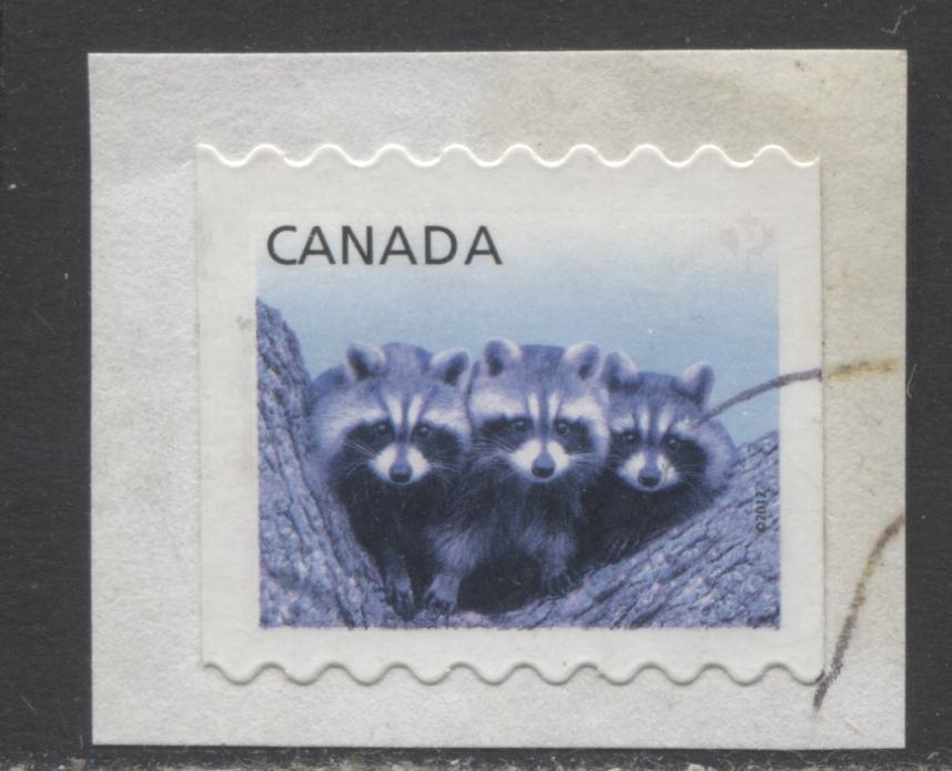 Lot 139 Canada #2505 P(61c) Multicolored Racoons, 2012 Baby Wildlife Definitives, A Very Fine Used Single With Red Color Omitted, Unlisted in Unitrade