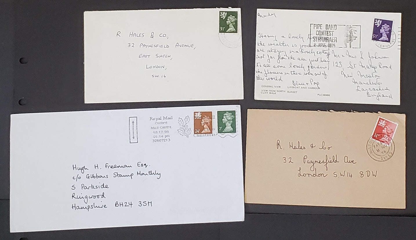 Lot 338 Great Britain - Scotland and Wales 1973-1999 Machin Regional Covers, A Selection of 4 Different, All Addressed to Locally Within UK, Net. Est. $2