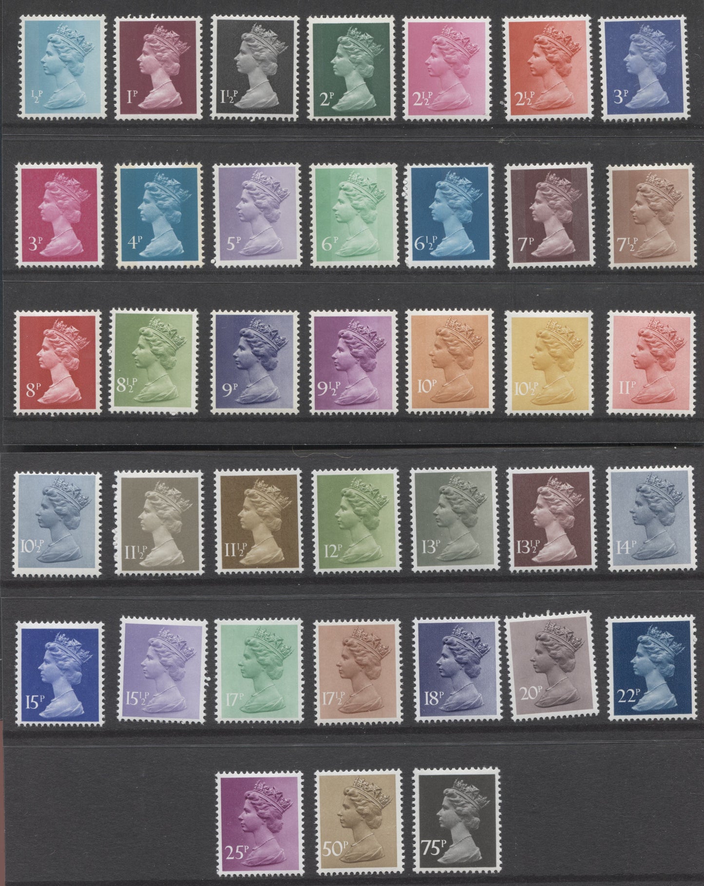Lot 374 Great Britain 1977-1981 Presentation Packs 90 and 129a Containing Low and Mid-Value Machin Definitives, Converted 2018 Gibbons Concise Cat. $33