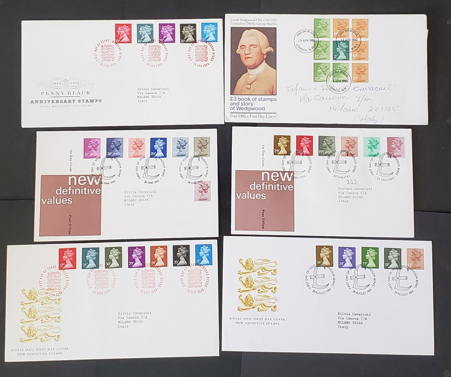 Lot 376 Great Britain 1973-1990 Machin Defintive First Day Covers, 9 Different, 2018 Gibbons Concise Converted Cat. $40.60