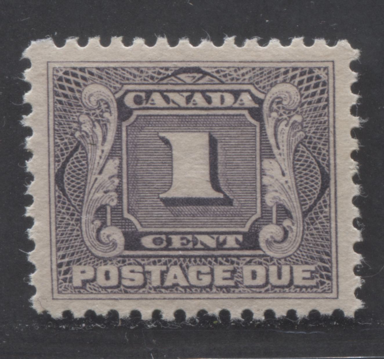Lot 1 Canada #J1 1c Dull Purple, 1906-1928 First Postage Due Issue, A VFOG Single, Wet Printing