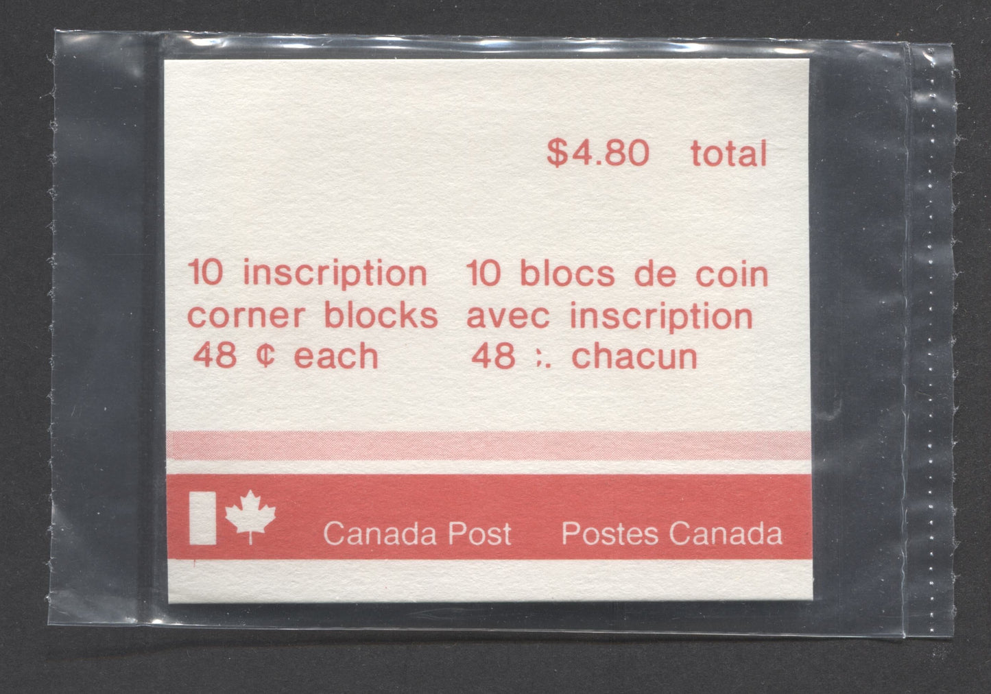 Canada #J36a 12c Carmine Rose 1977-1978 Fourth Centennial Red Postage Due Issue, Canada Post Sealed Pack of 10 UR Inscription Blocks on DF Paper, With DF Type Red 3A Insert Cards, FNH, Unitrade Cat. $75