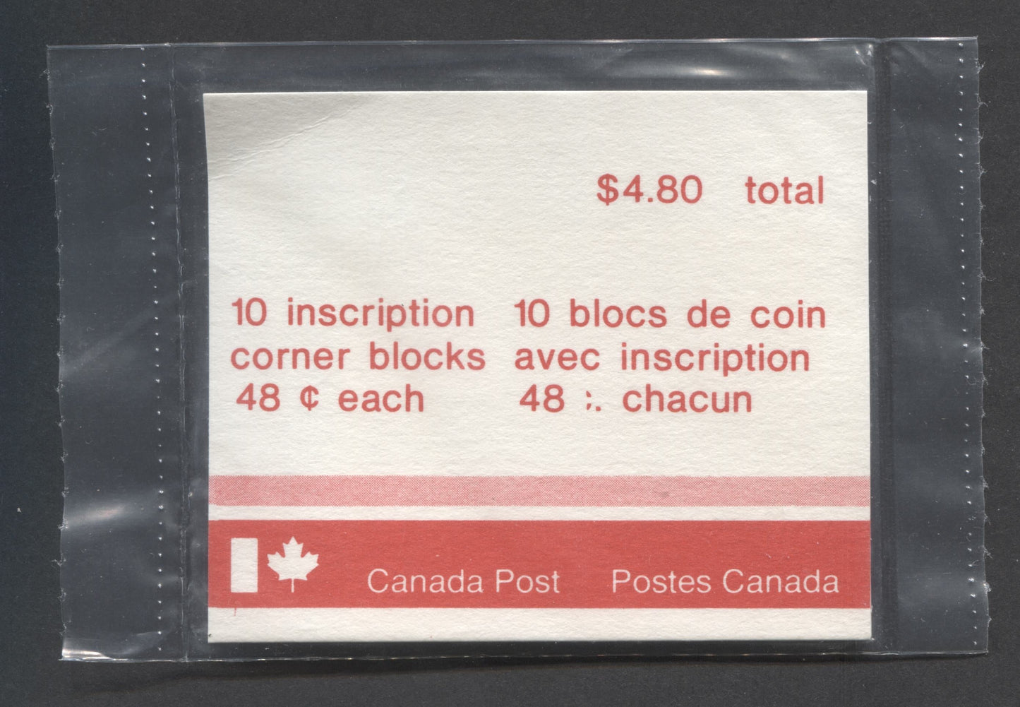 Canada #J36a 12c Carmine Rose 1977-1978 Fourth Centennial Red Postage Due Issue, Canada Post Sealed Pack of 10 LL Inscription Blocks on DF Paper, With DF Type Red 3A Insert Cards, VFNH, Unitrade Cat. $150