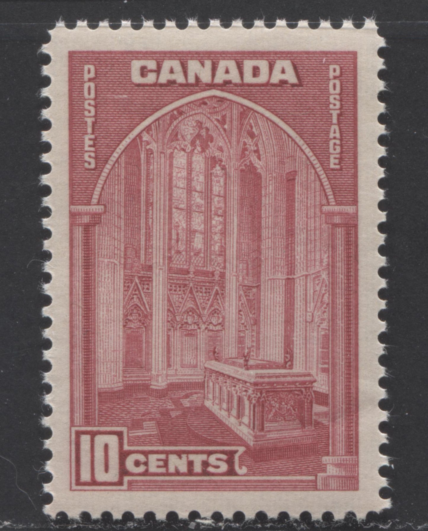 Lot 16 (C) Canada #241a 10c Dull Carmine Rose, 1938 Pictorial Issue, A VFNH Single On Vertical Ribbed Paper With Deep Cream Satin Gum
