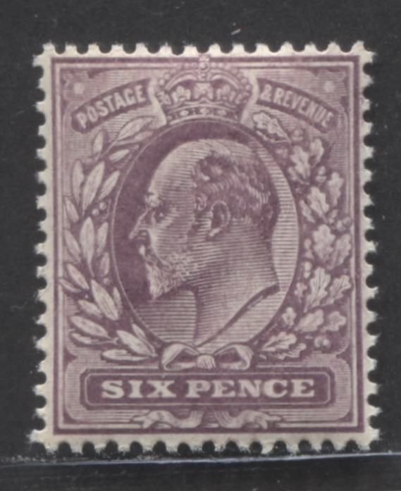 Lot 200 Great Britain SC#135i Dul Purple 6p 1906 Edvard VII Issue, On Chalky paper, A VFOG Example, Click on Listing to See ALL Pictures, 2022 Scott Classic Cat. $45