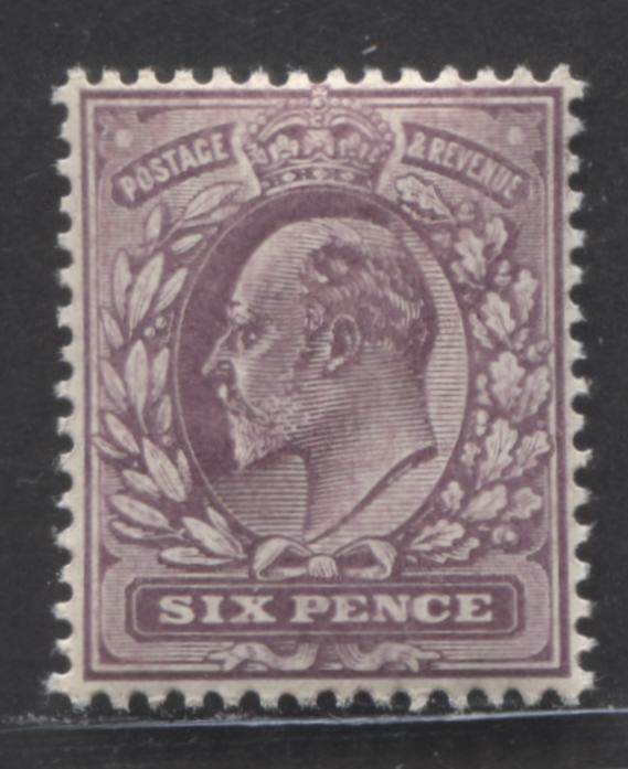 Lot 79 Great Britain SC#135i Dul Purple 6p 1906 Edvard VII Issue, On Chalky paper, A VFOG Example, Click on Listing to See ALL Pictures, 2022 Scott Classic Cat. $45