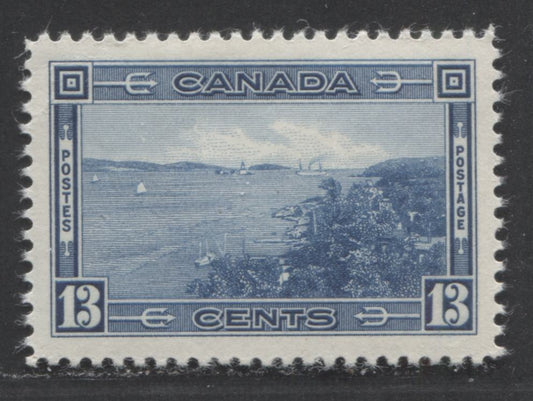 Lot 336 Canada #242 13c Blue, 1938 Pictorial Issue, A VFOG Single On Horizontal Mesh Paper With Semi Glossy Yellow Gum