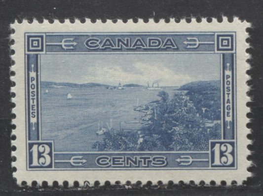Lot 15 Canada #242 13c Blue, 1938 Pictorial Issue, A VFOG Single On Horizontal Mesh Paper With Semi Glossy Yellow Gum