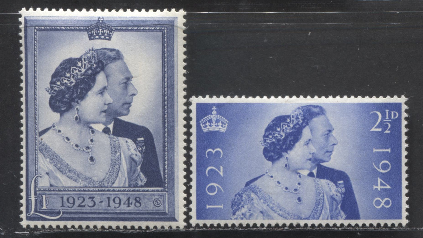 Great Britain SC#267-268 1948 Royal Silver Wedding, , 2 VFNH Singles, Click on Listing to See ALL Pictures, 2022 Scott Classic Cat. $30.4