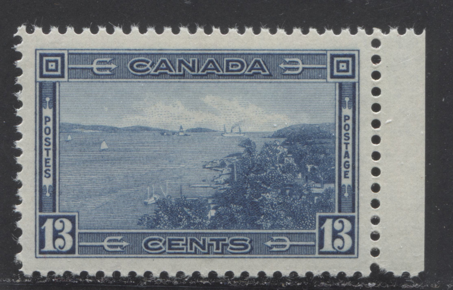 Canada #242 13c Deep Blue, 1938 Pictorial Issue, A VFNH Single On Vertical Wove Paper With Crackly Cream Gum - Stamp 1