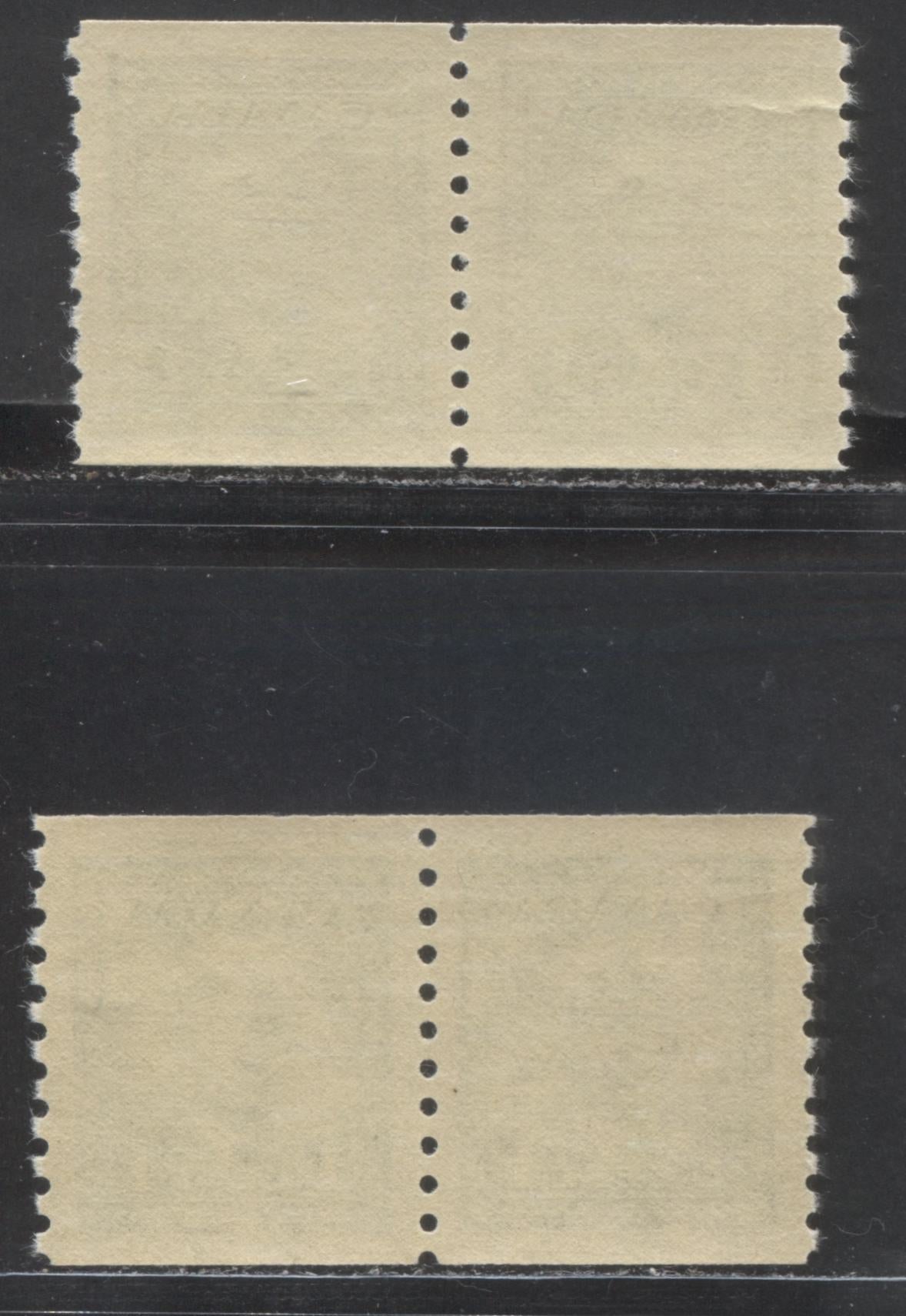 Lot 26 Canada #278 1c Deep Green & Light Green King George VI, 1948 War Issue Coils, 2 VFNH Coil Pair On Vertical Ribbed Paper With Semi Glossy Cream Gums, Perf 9.5 Vertically