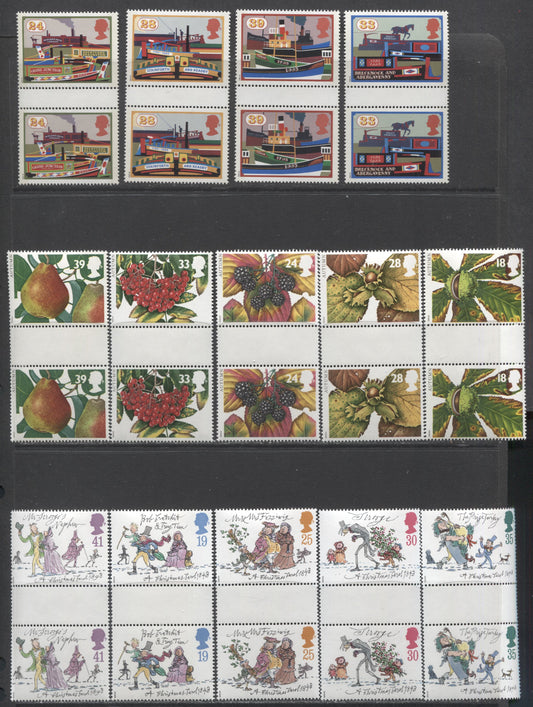Lot 11 Great Britain SG#1775-1794 1993 Inland Waterways, Autumn & Christmas, 14 VFNH Gutter Pairs, Click on Listing to See ALL Pictures, Estimated Value $19.9 CDN