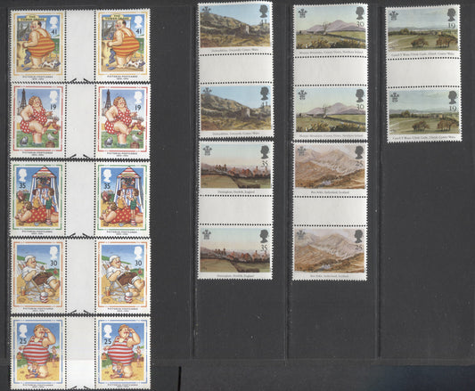Lot 13 Great Britain SG#1795-1819 1994 Age Of Steam, 25th Anniversary Of Investiture & Picture Postcards, 15 VFNH Gutter Pairs, Click on Listing to See ALL Pictures, Estimated Value $21 CDN