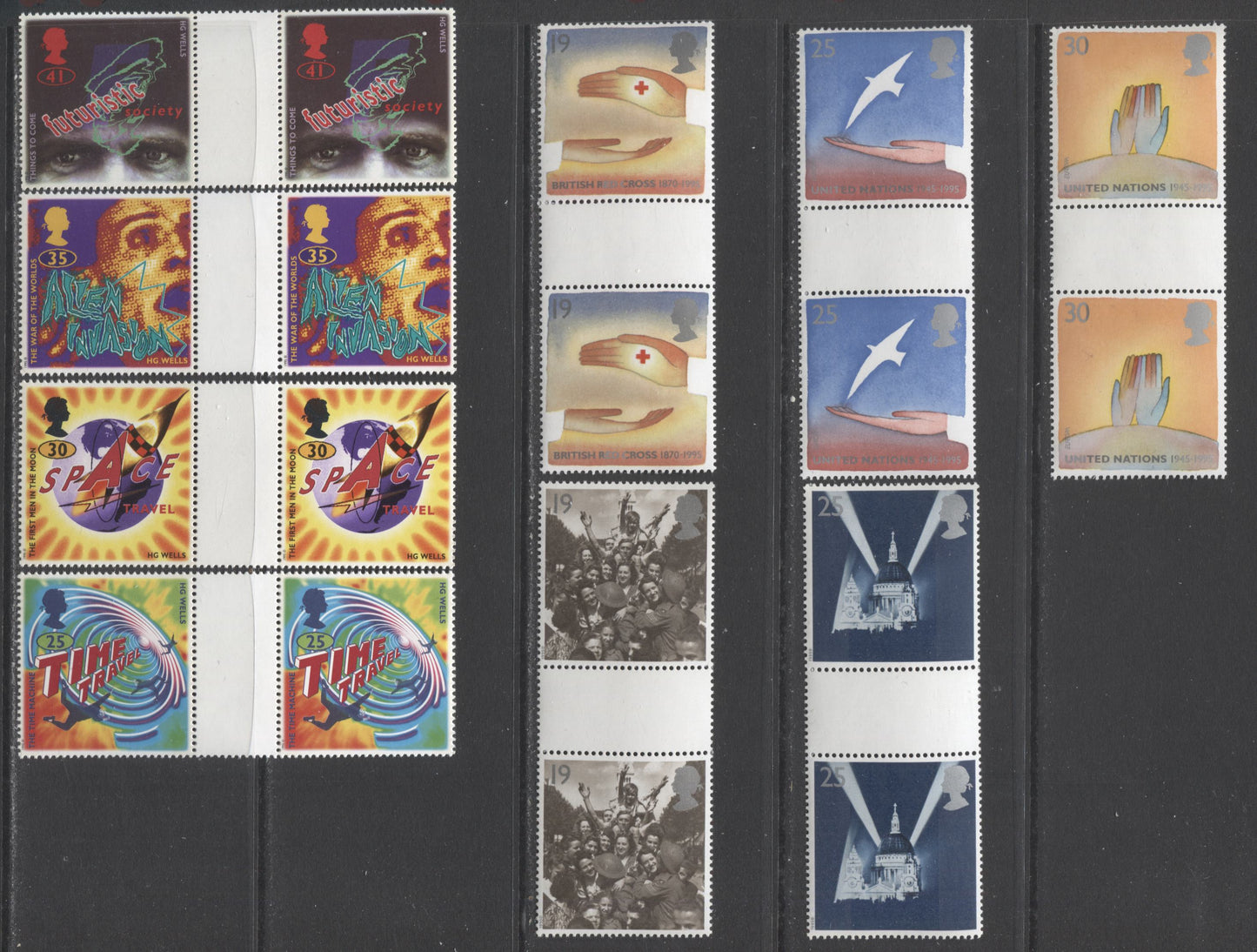 Lot 13 Great Britain SG#1868-1881 1995 National Trust, Europa & Science Fiction Issues, 14 VFNH Gutter Pairs, Click on Listing to See ALL Pictures, Estimated Value $19.5 CDN
