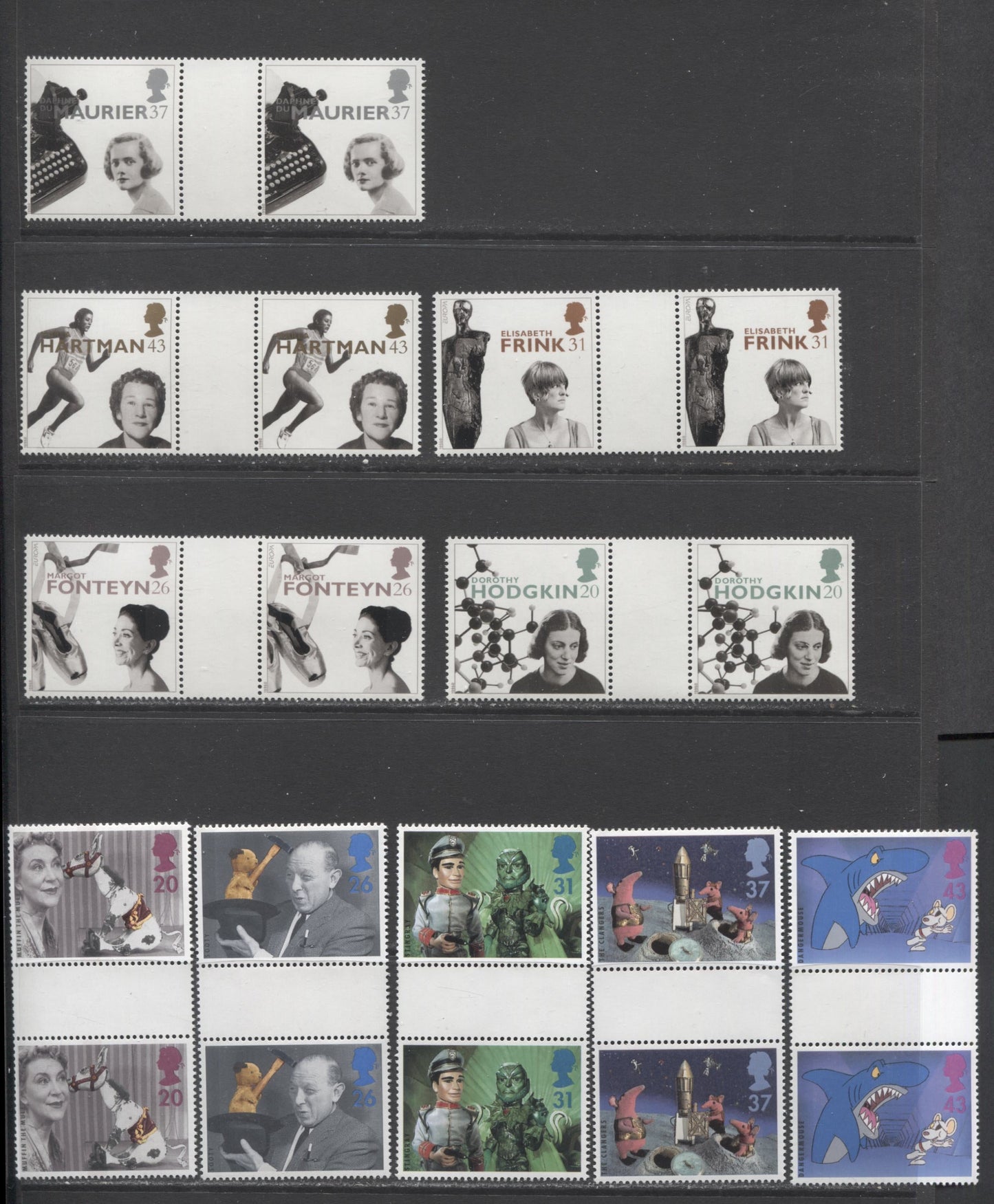 Great Britain SG#1923/1944 1996 European Football, Europa & Children's Television, 16 VFNH Gutter Pairs, Click on Listing to See ALL Pictures, Estimated Value $22.75 CDN