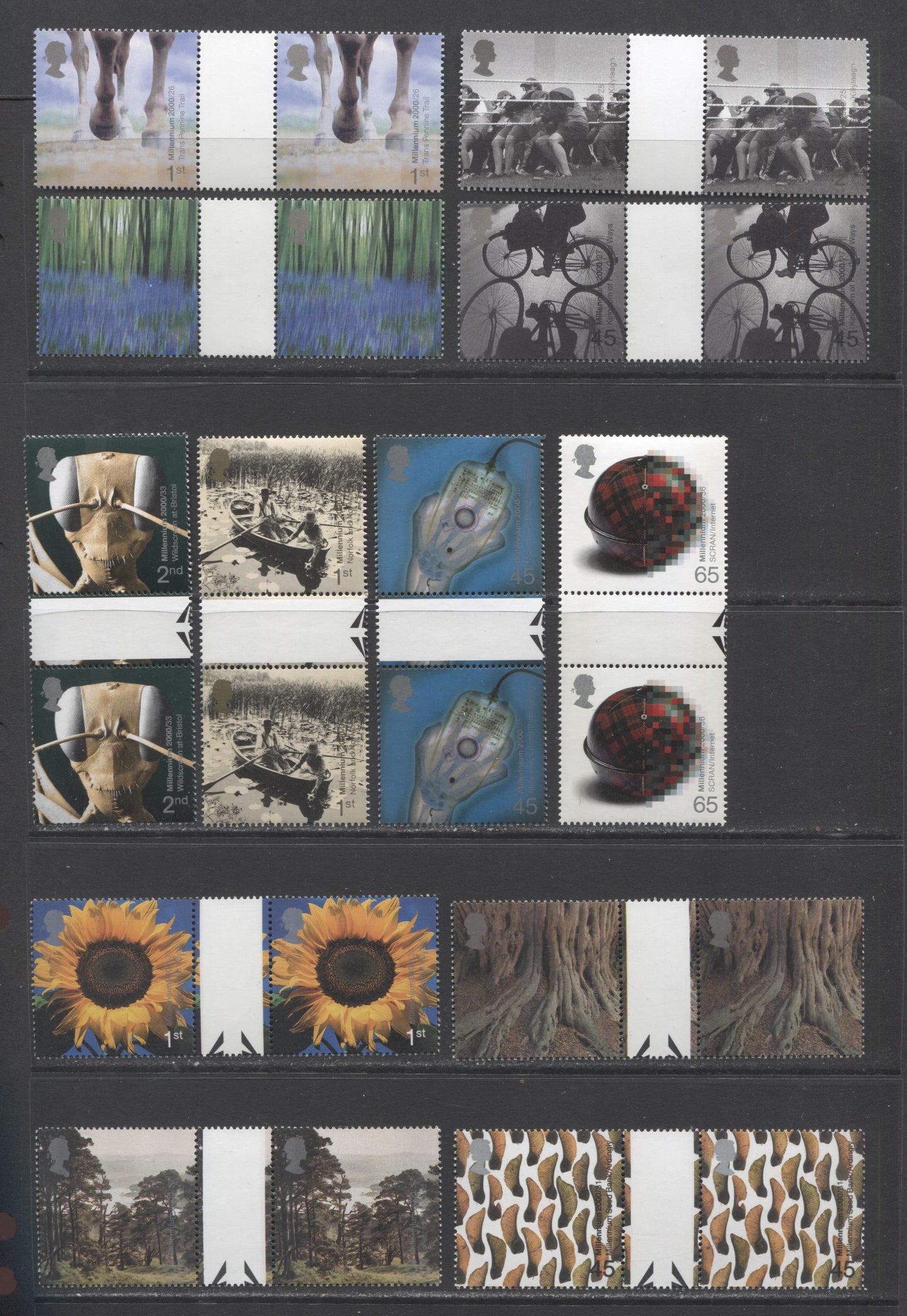 Lot 34 Great Britain SG#2152/2164 2000 Millennium Series, Sets 19-21, 12 VFNH Gutter Pairs, Click on Listing to See ALL Pictures, Estimated Value $34.23 CDN