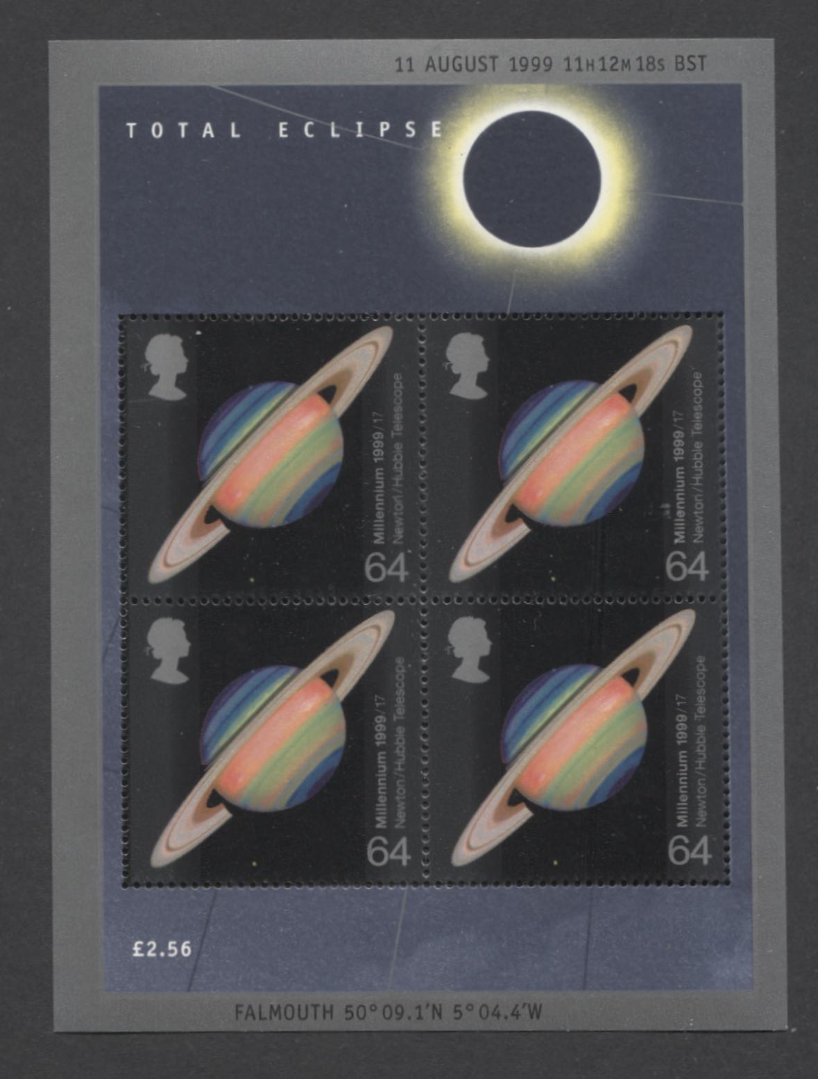 Lot 13 Great Britain SG#MS2106-MS2106 1999 Millennium Solar Eclipse Sheet, A VFNH Souvenir Sheet, Click on Listing to See ALL Pictures, Estimated Value $17.95 CDN