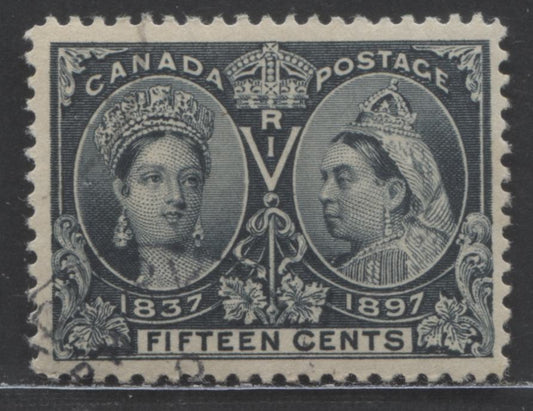 Lot 66 Canada #58 15c Steel Blue Queen Victoria, 1897 Diamond Jubilee Issue, A Very Fine Used Single Only 100,000 Issued