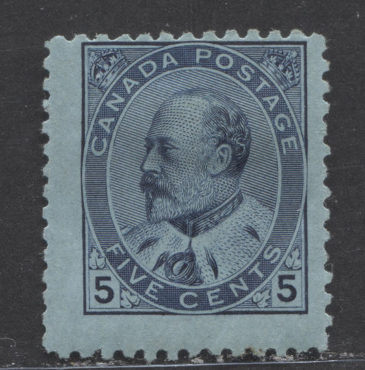 Lot 84 Canada #91 5c Blue King Edward VII, 1903-1908 King Edward VII Issue, A VGOG Single With A Light Diagonal Bend